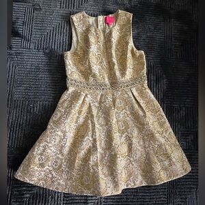 Lilly Pulitzer Gold and Cream Kids Dress
